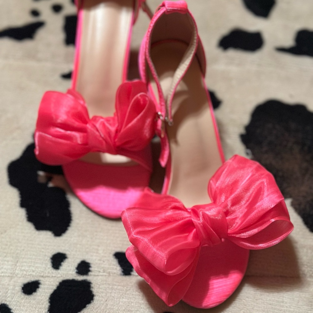 Hot pink chunky heels